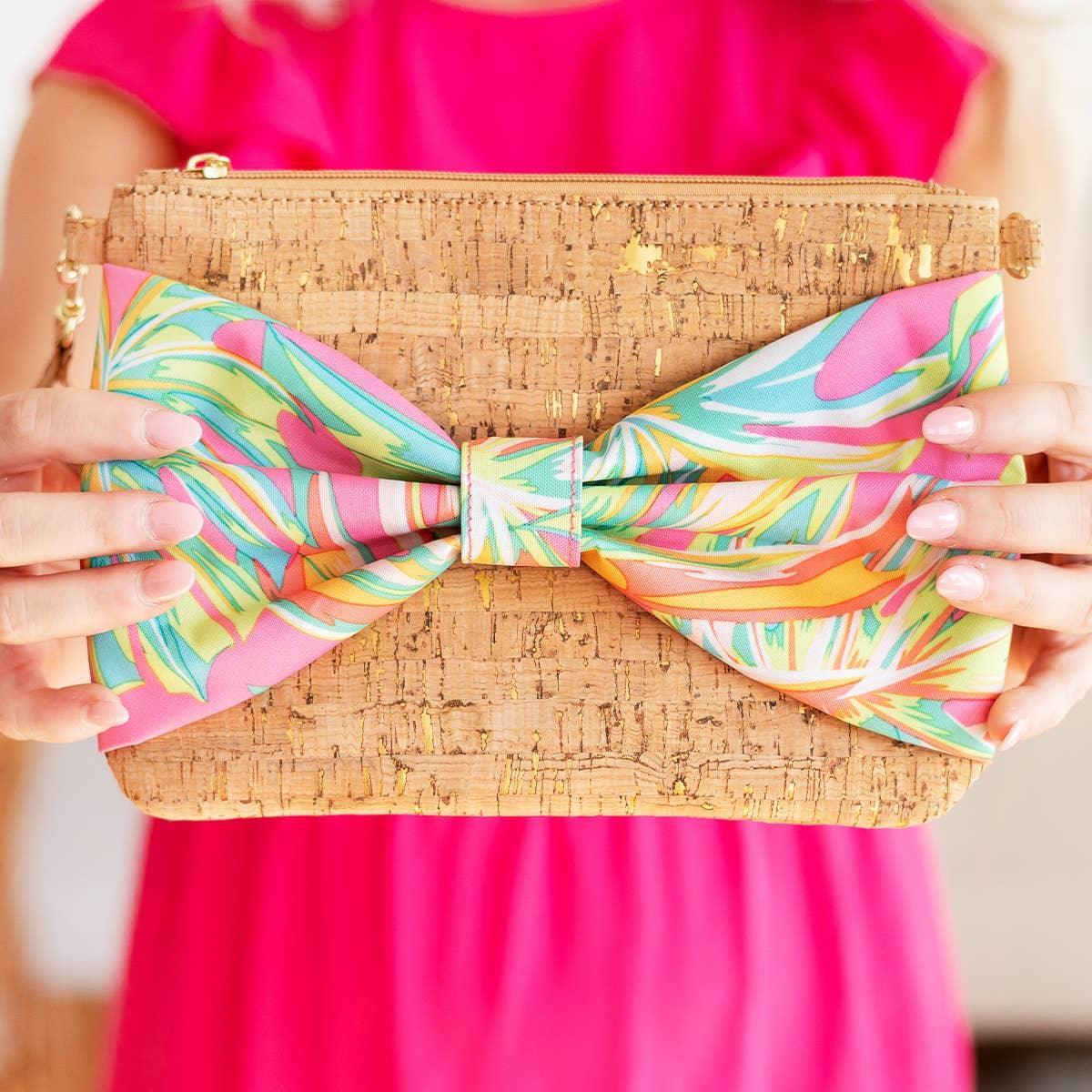 Let's Get Tropical Bow Cork Wristlet