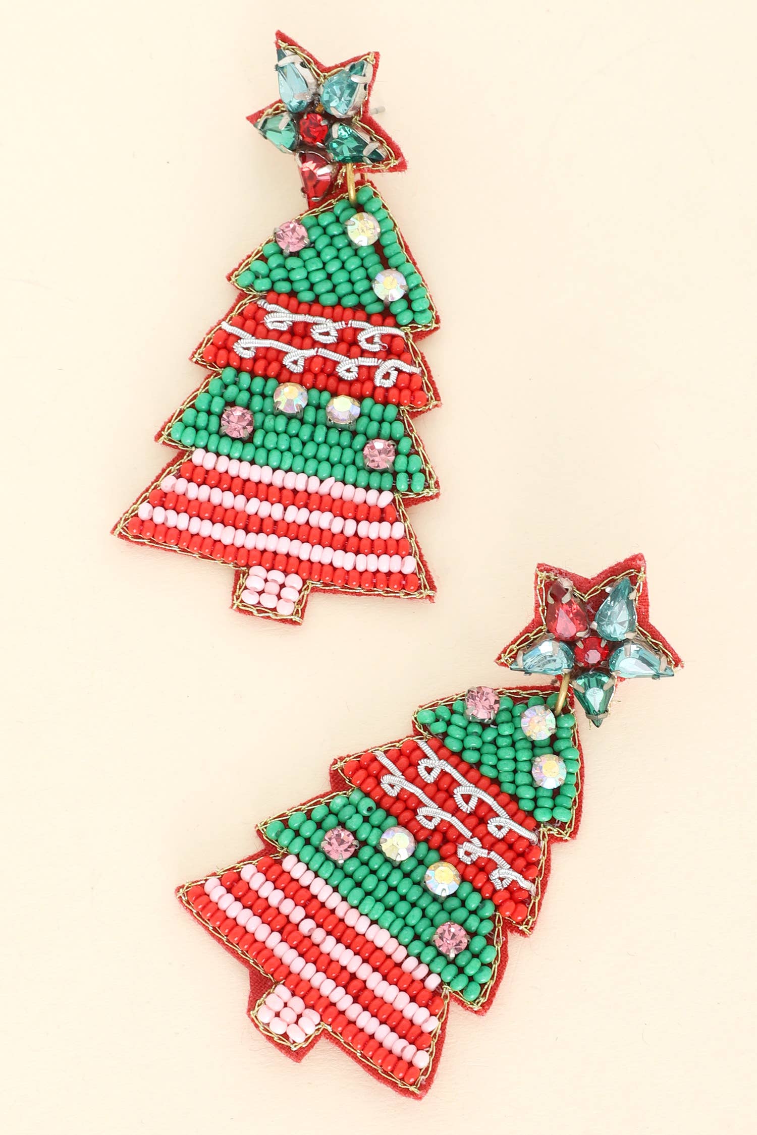 Jeweled Layered Christmas Tree Beaded Earrings - Pretty Crafty Lady Shop