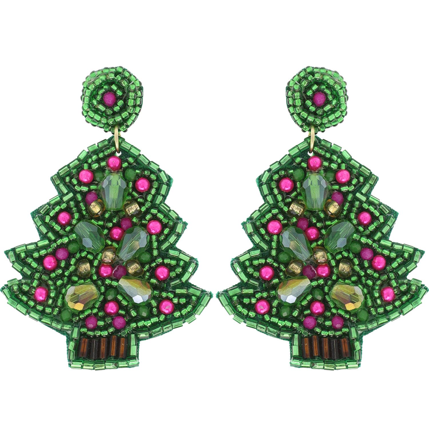 Christmas Tree Handmade Beaded Drop Earrings - Pretty Crafty Lady Shop