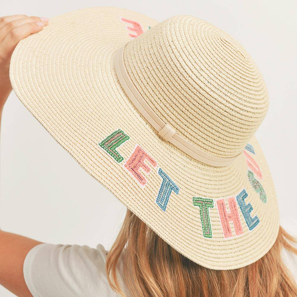 Let The Sun Shine Sequin Message Straw Panama Sun Hat - Pretty Crafty Lady Shop