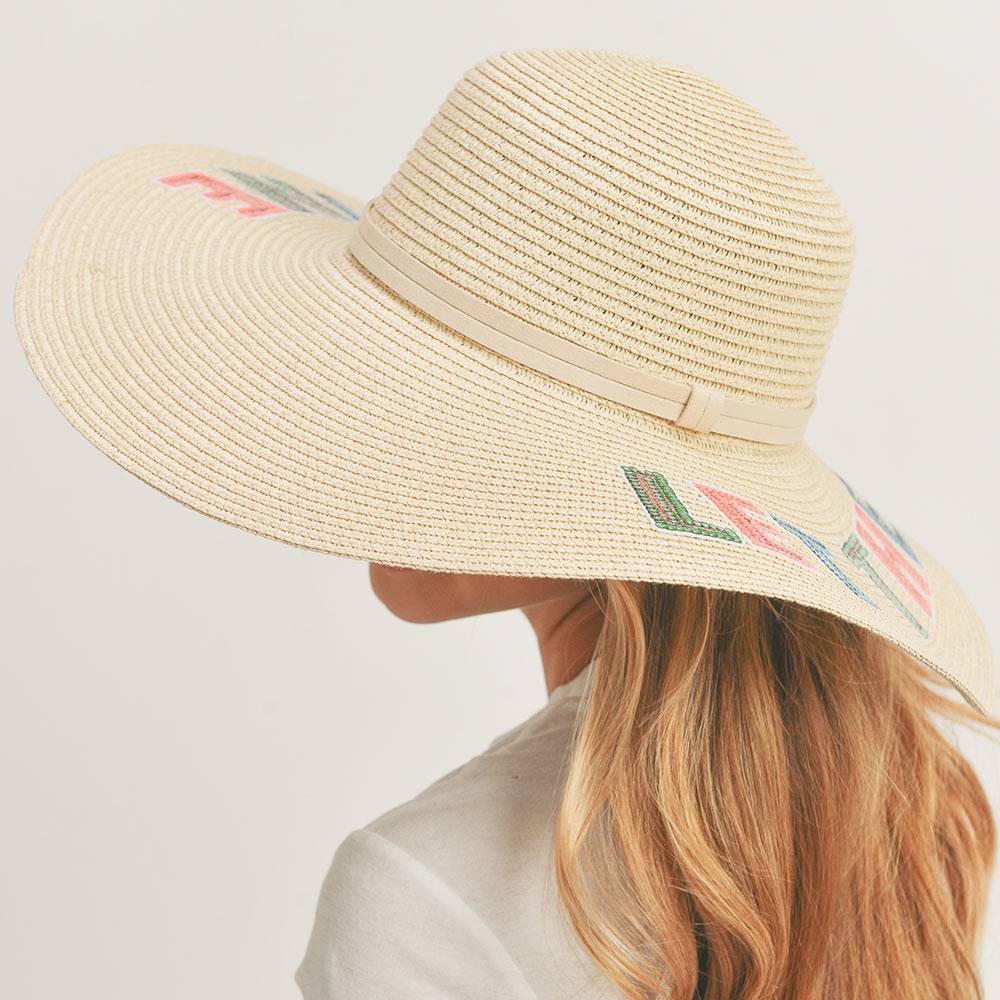 Let The Sun Shine Sequin Message Straw Panama Sun Hat - Pretty Crafty Lady Shop