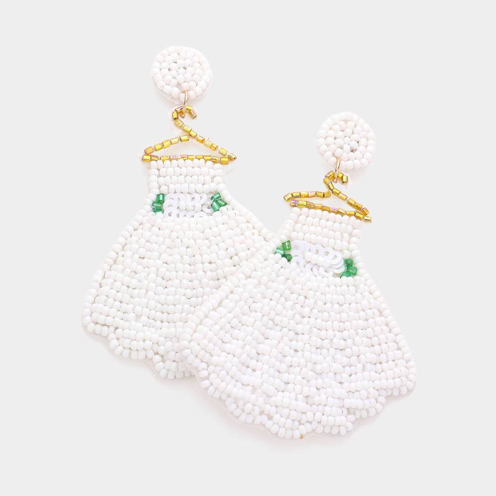 Wedding Dress Seed Bead Earrings for Bride to Be - Pretty Crafty Lady Shop